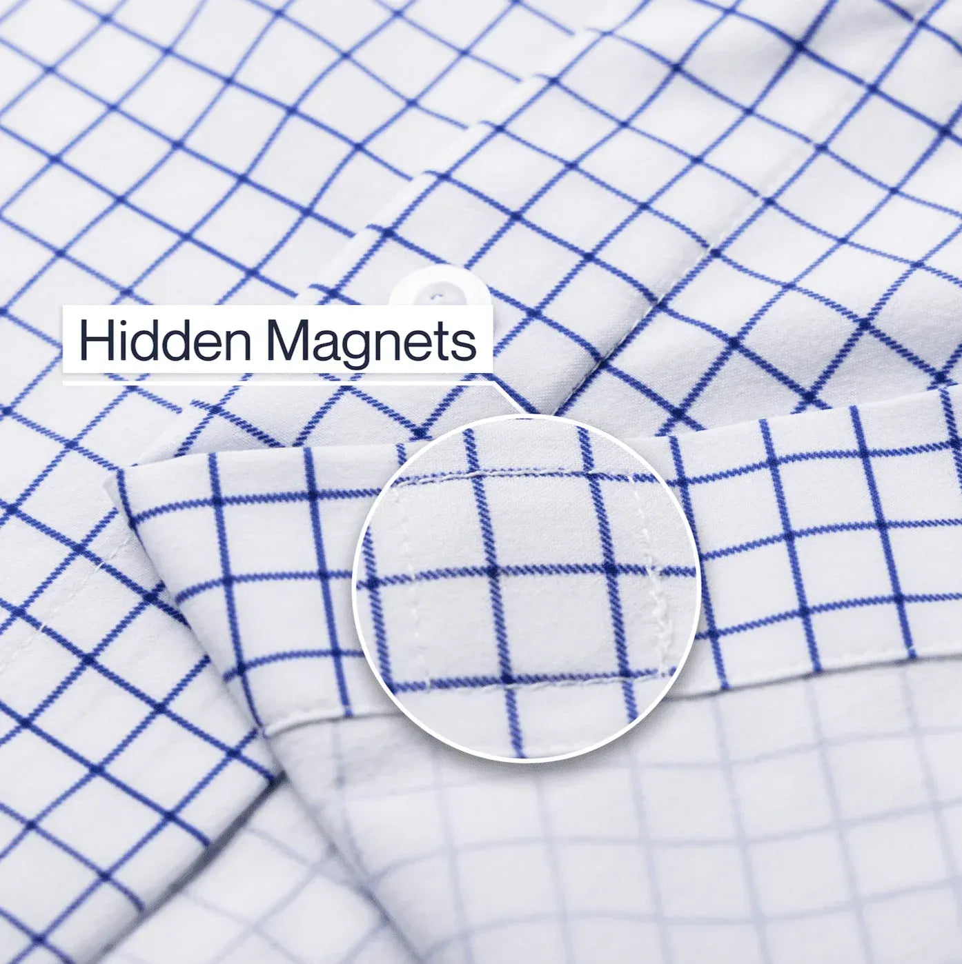 ["Joe & Bella Everyday Magnetic Button-Down for Men | Tailored-Fit ", "White Check"]