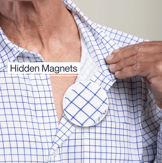 Joe & Bella Everyday Magnetic Button-Down for Men | Tailored-Fit #White Check