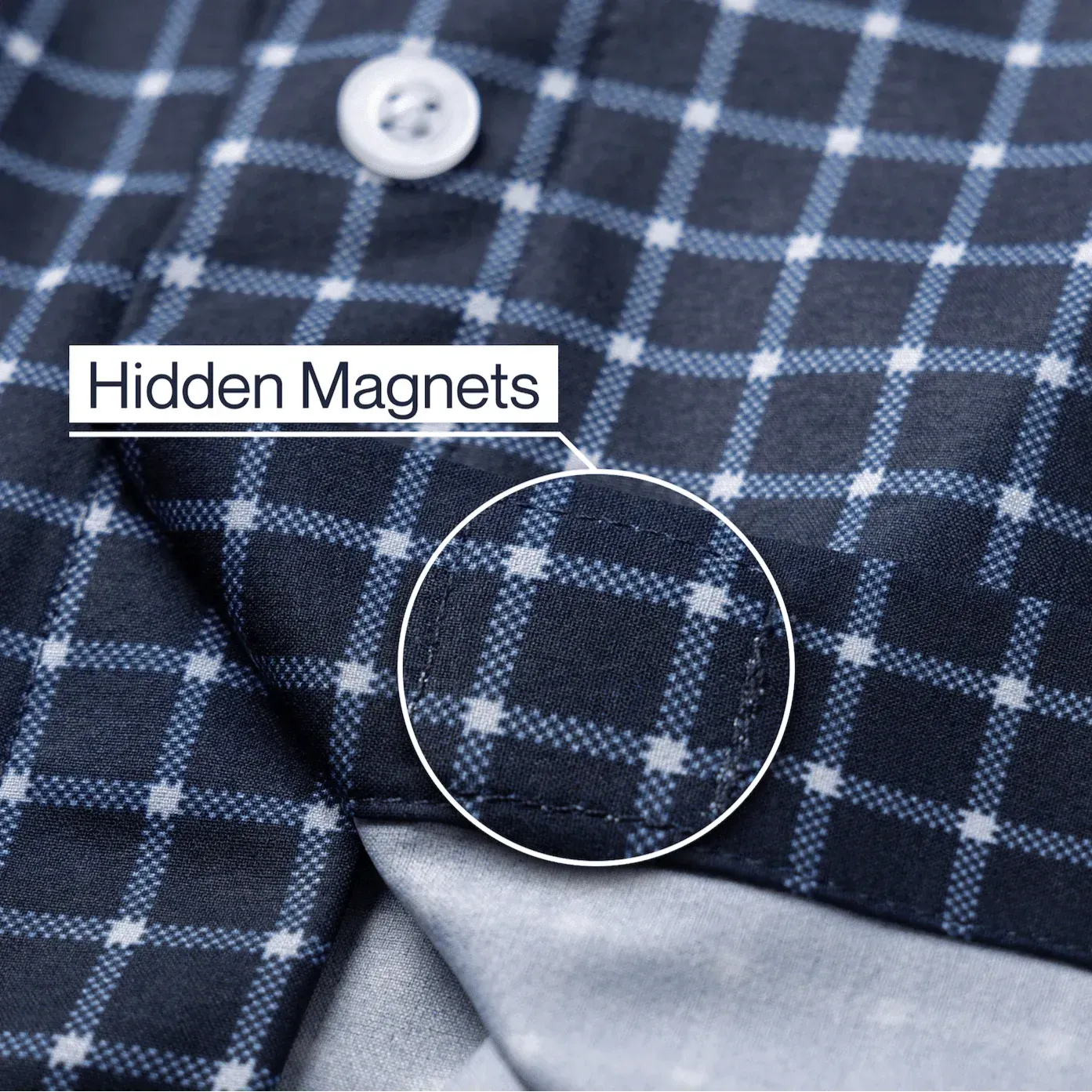 ["Joe & Bella Everyday Magnetic Button-Down for Men | Tailored-Fit ", "Navy Check"]