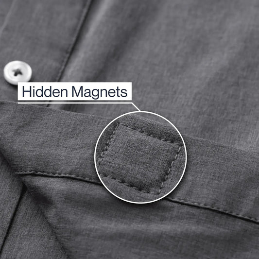 Joe & Bella Everyday Magnetic Button-Down for Men | Tailored-Fit #Heathered Grey