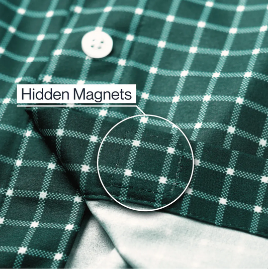 Joe & Bella Everyday Magnetic Button-Down for Men | Tailored-Fit#Green Check