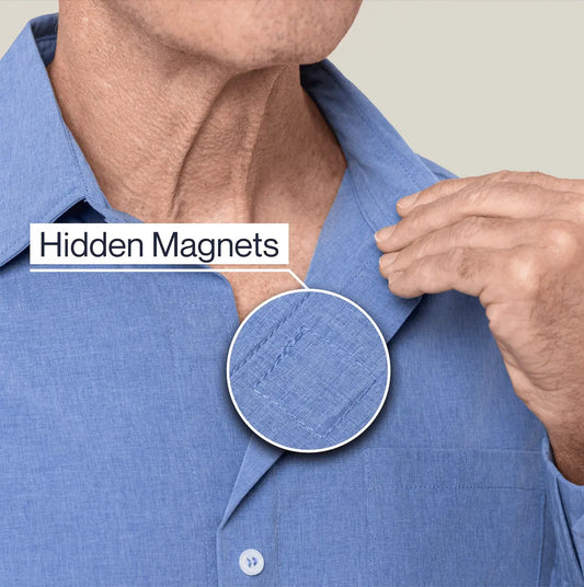 Joe & Bella Everyday Magnetic Button-Down for Men | Tailored-Fit #Heathered Blue