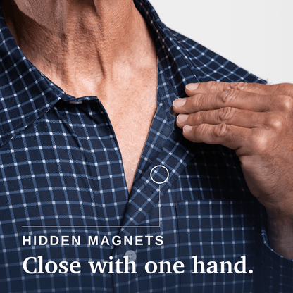 Joe & Bella Everyday Magnetic Button-Down for Men | Tailored-Fit #Navy Check