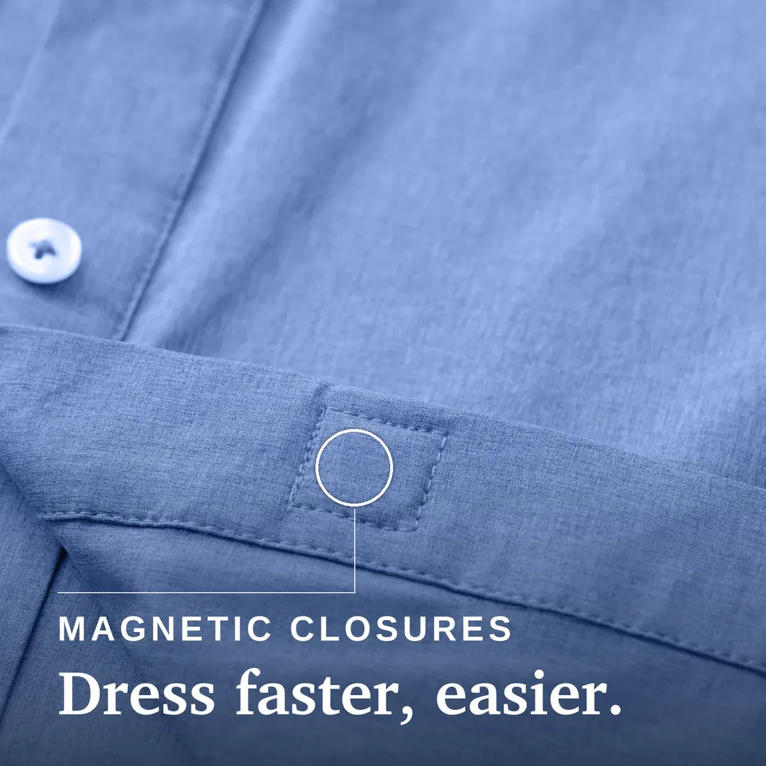 Joe & Bella Everyday Magnetic Button-Down for Men | Tailored-Fit #Heathered Blue