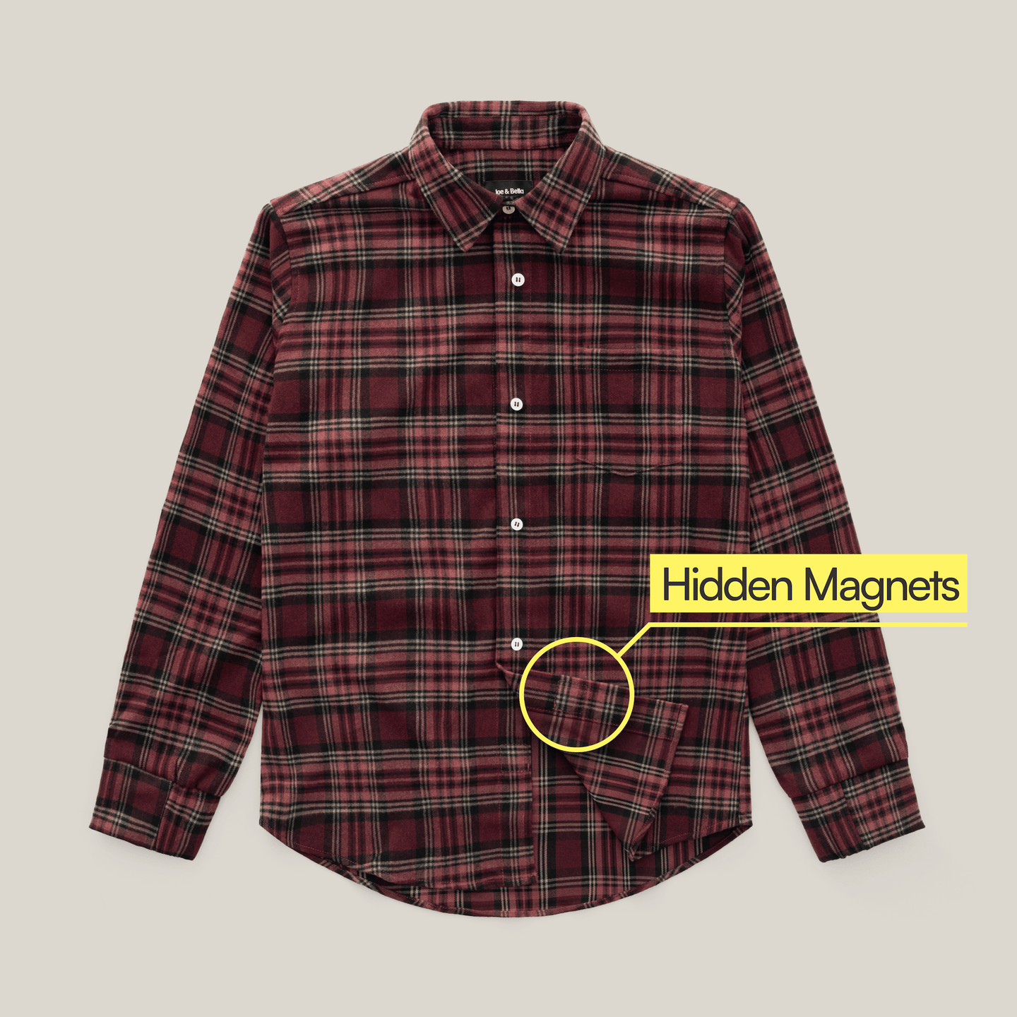 Joe & Bella Everyday Magnetic Flannel for Men#Red Plaid