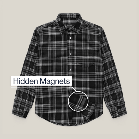 Joe & Bella S Everyday Magnetic Flannel for Men#Black Plaid