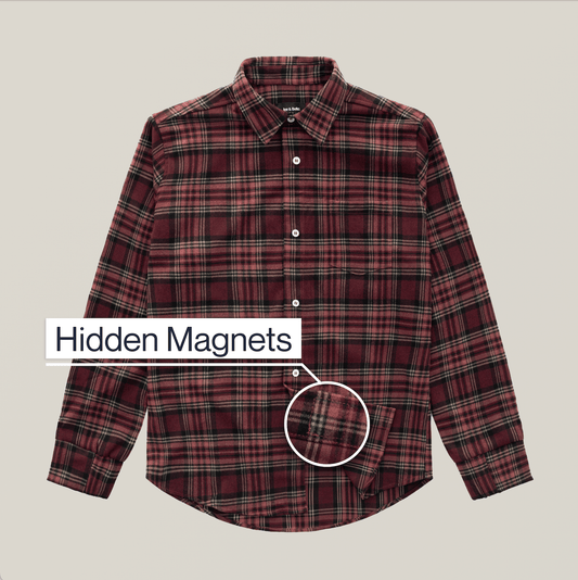 Joe & Bella  S Everyday Magnetic Flannel for Men#Red Plaid