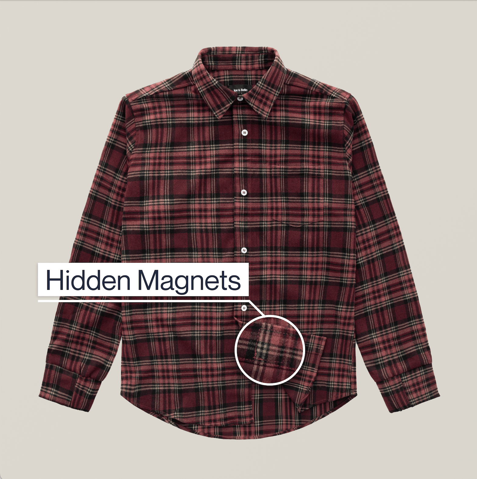 ["Joe & Bella  S Everyday Magnetic Flannel for Men", "Red Plaid"]