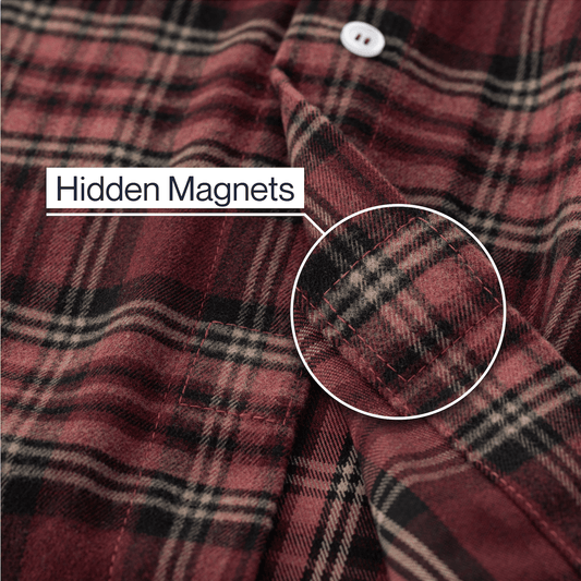 Joe & Bella  S Everyday Magnetic Flannel for Men#Red Plaid