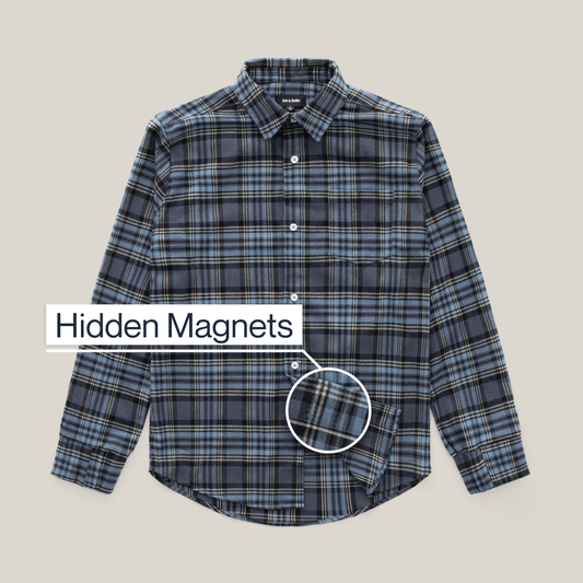 Joe & Bella S Everyday Magnetic Flannel for Men#Blue Plaid