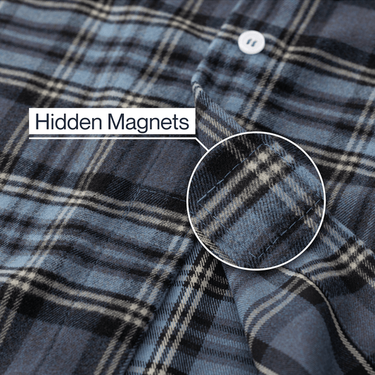 Joe & Bella S Everyday Magnetic Flannel for Men#Blue Plaid