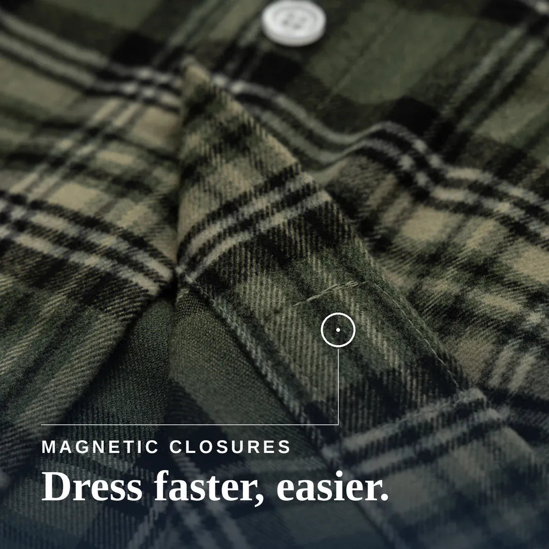 Joe & Bella Green Plaid / S Everyday Magnetic Flannel for Men #Green Plaid