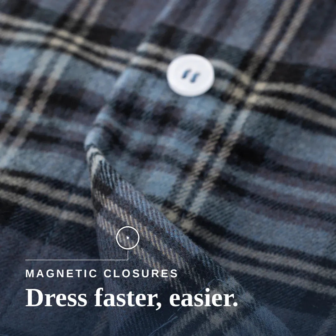 ["Joe & Bella S Everyday Magnetic Flannel for Men ", "Blue Plaid"]