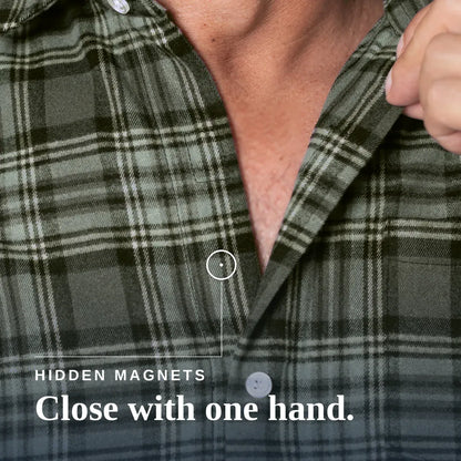 Joe & Bella Green Plaid / S Everyday Magnetic Flannel for Men #Green Plaid