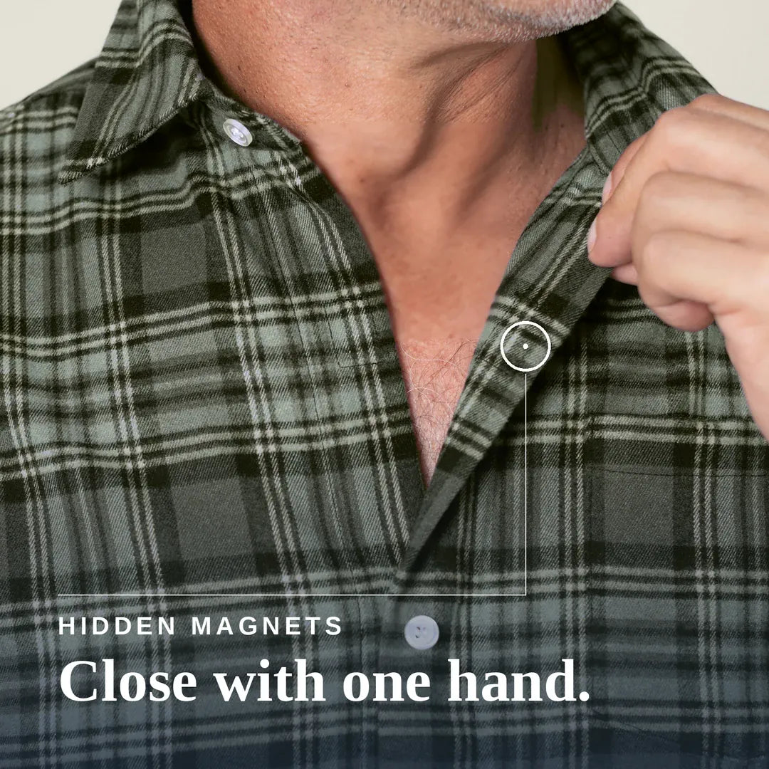 ["Joe & Bella Green Plaid / S Everyday Magnetic Flannel for Men ", "Green Plaid"]