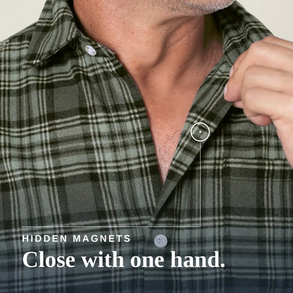 Joe & Bella Green Plaid / S Everyday Magnetic Flannel for Men #Green Plaid