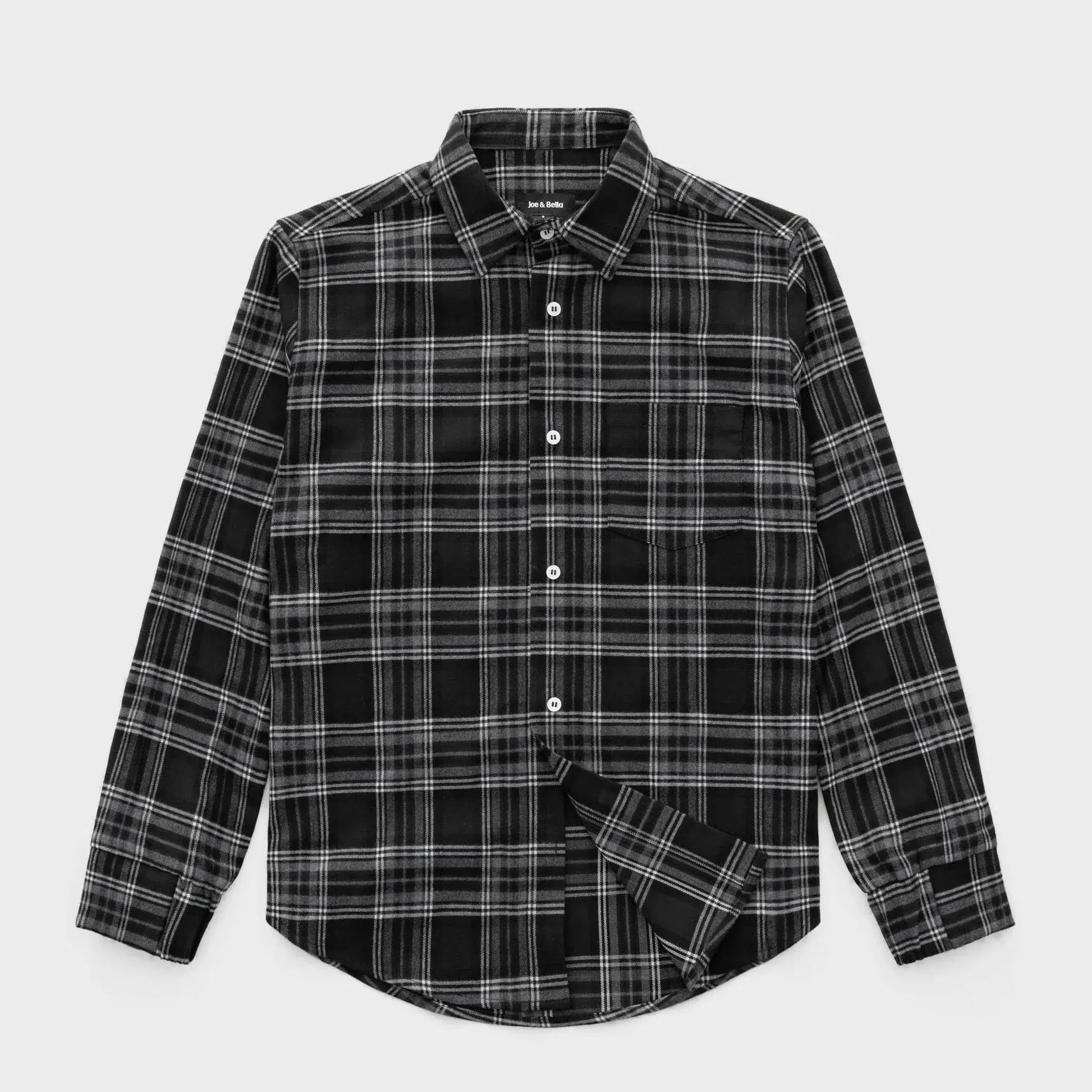 ["Joe & Bella Everyday Magnetic Flannel for Men ", "Black Plaid"]