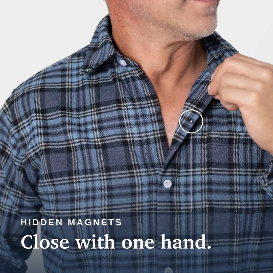 Joe & Bella S Everyday Magnetic Flannel for Men #Blue Plaid
