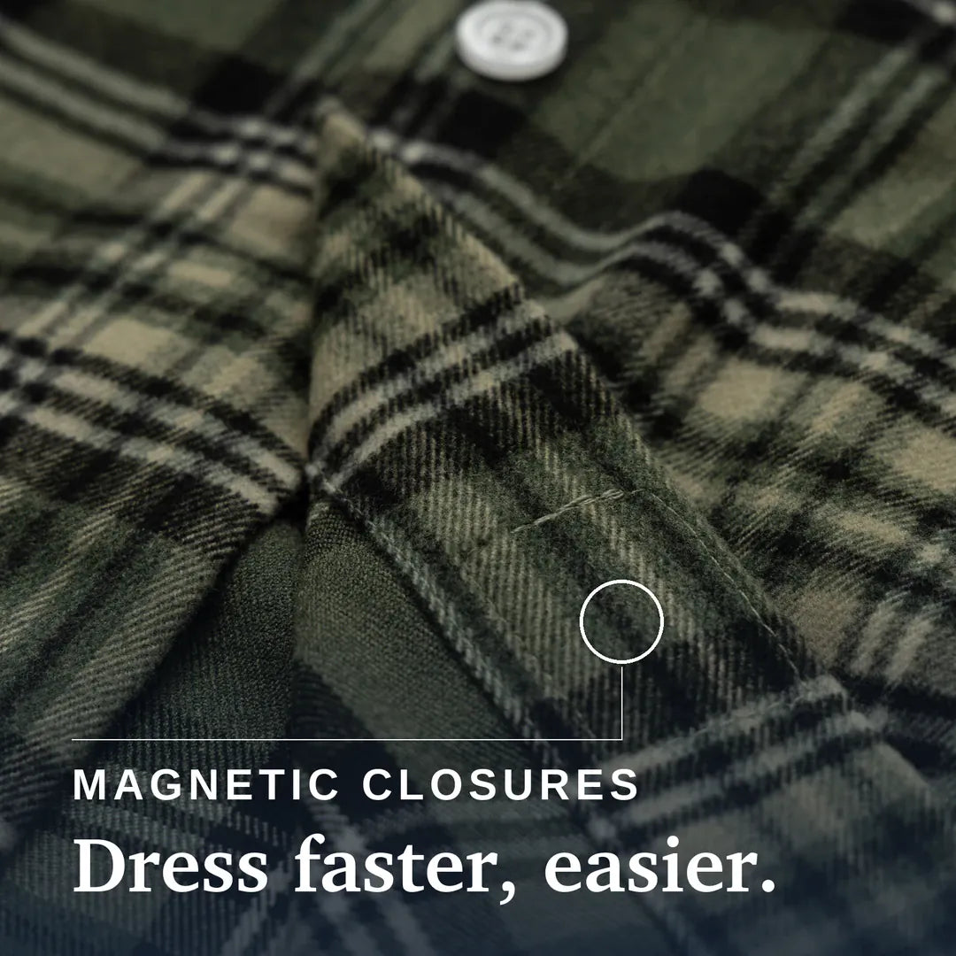 Joe & Bella Green Plaid / S Everyday Magnetic Flannel for Men #Green Plaid