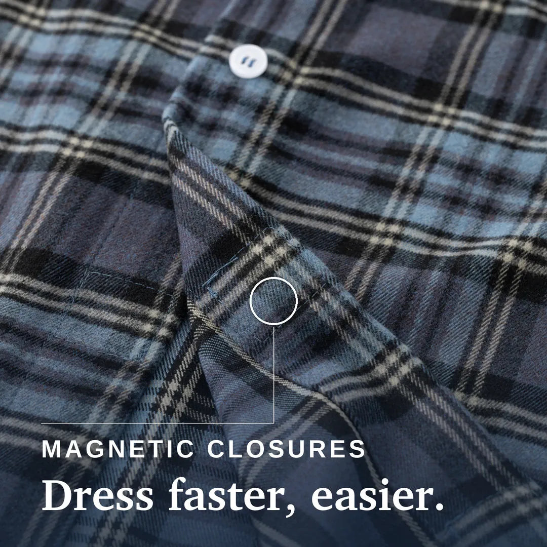["Joe & Bella S Everyday Magnetic Flannel for Men ", "Blue Plaid"]