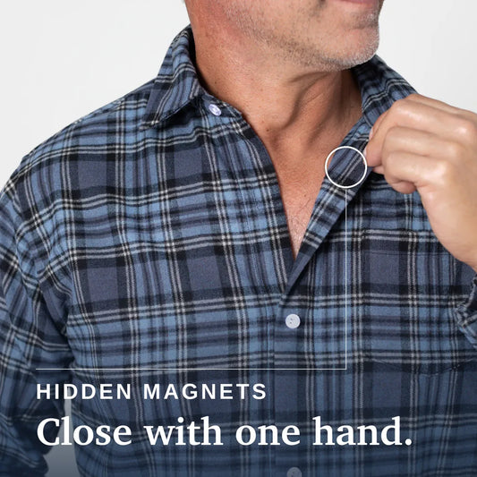 Joe & Bella Blue Plaid / S Everyday Magnetic Flannel for Men #Blue Plaid