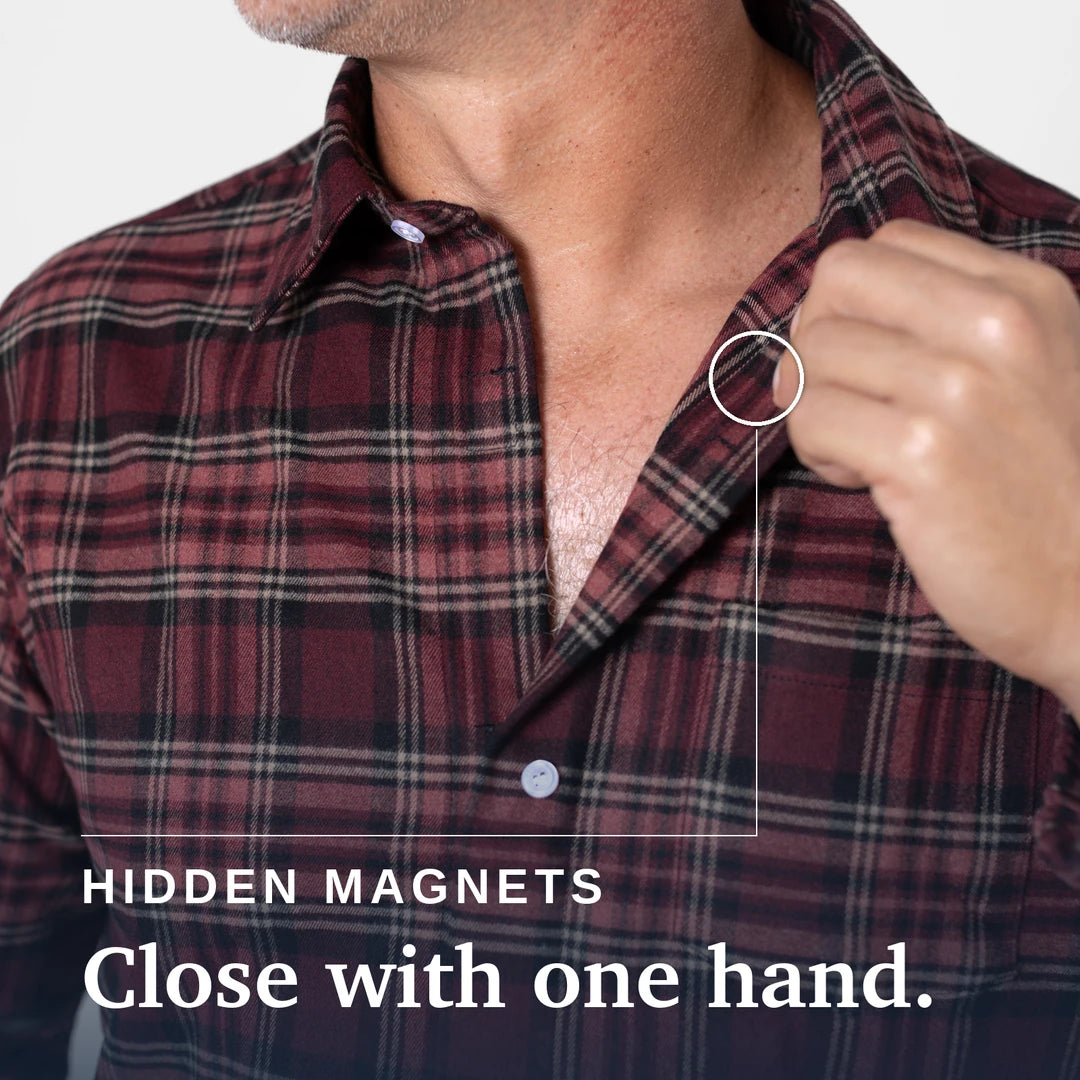 Joe & Bella Red Plaid / S Everyday Magnetic Flannel for Men #Red Plaid