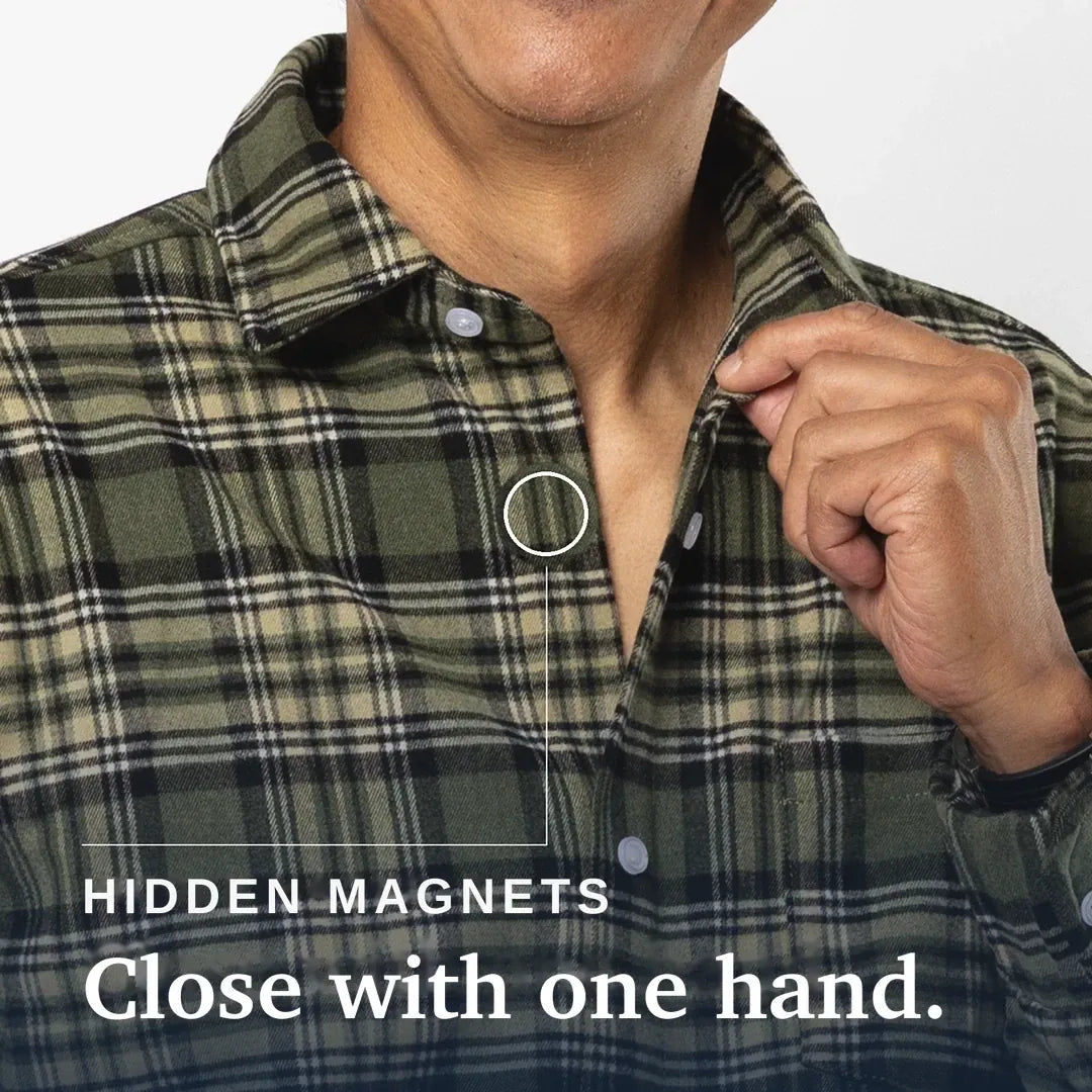 ["Joe & Bella S Everyday Magnetic Flannel for Men ", "Green Plaid"]