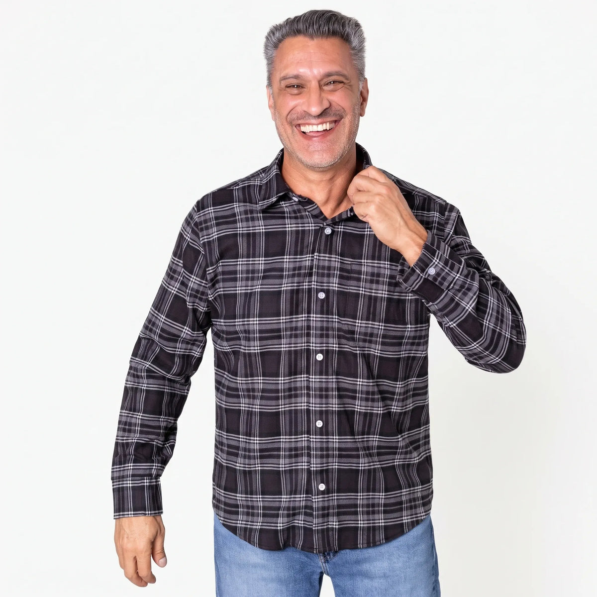 Joe & Bella Everyday Magnetic Flannel for Men #Black Plaid