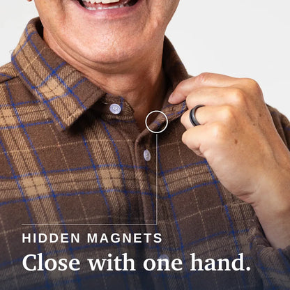 Joe & Bella Everyday Magnetic Flannel for Men #Brown Plaid