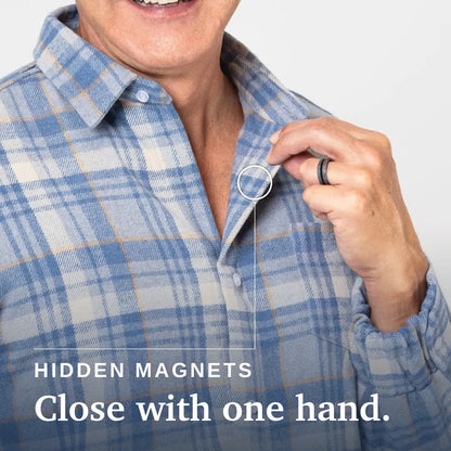 Joe & Bella Everyday Magnetic Flannel for Men #Light Blue Plaid