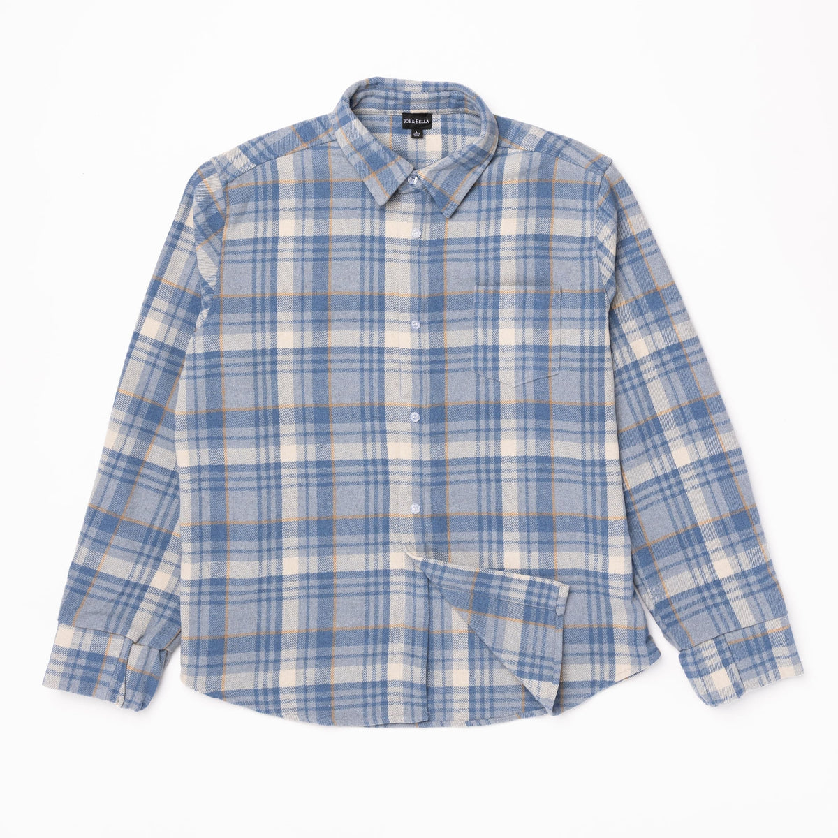 ["Joe & Bella Everyday Magnetic Flannel for Women ", "Light Blue Plaid"]