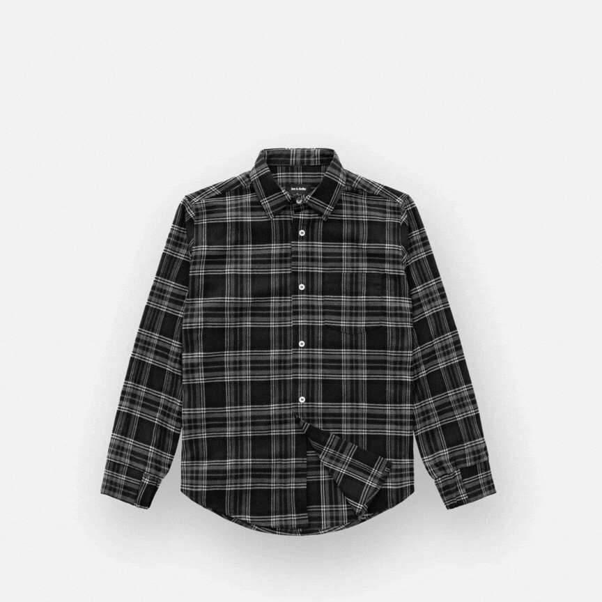["Joe & Bella Everyday Magnetic Flannel for Men ", "Black Plaid"]