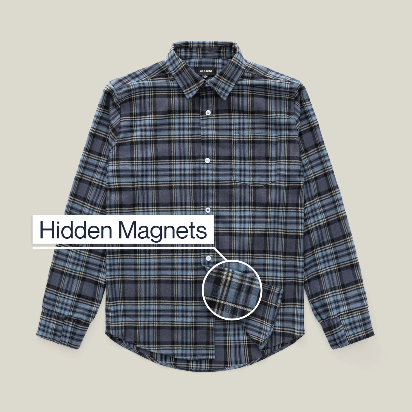 Joe & Bella Everyday Magnetic Flannel for Men #Blue Plaid