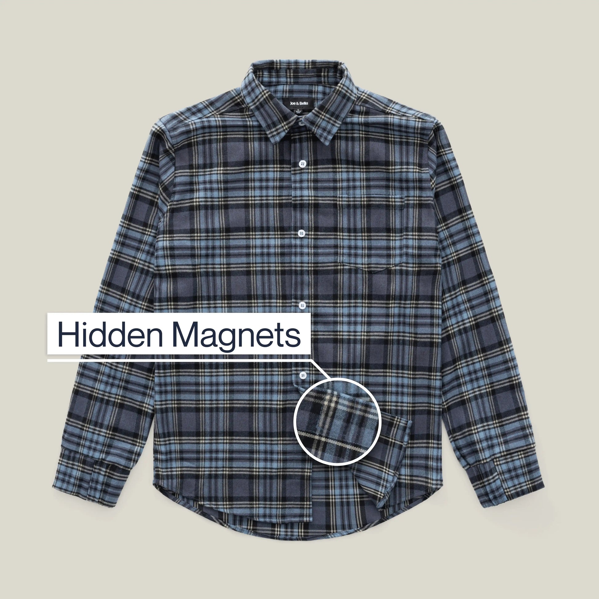["Joe & Bella Everyday Magnetic Flannel for Men ", "Blue Plaid"]