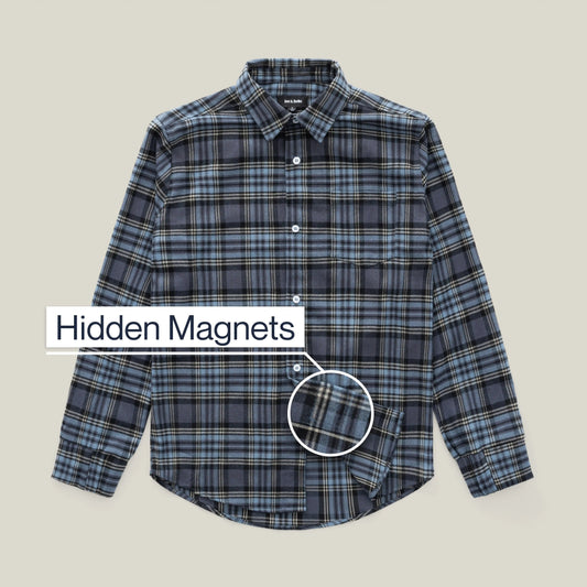 Joe & Bella Everyday Magnetic Flannel for Men #Blue Plaid