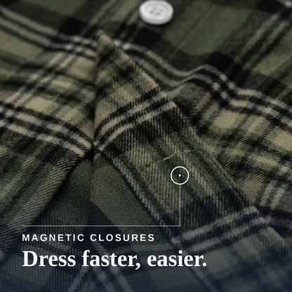 Joe & Bella Everyday Magnetic Flannel for Men #Green Plaid
