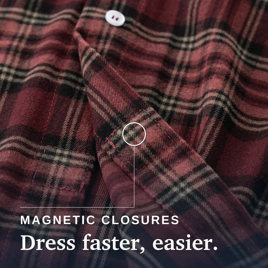 ["Joe & Bella Red Plaid / S Everyday Magnetic Flannel for Men ", "Red Plaid"]