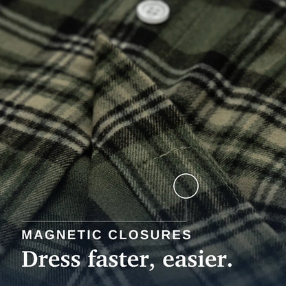 Joe & Bella Everyday Magnetic Flannel for Men #Green Plaid