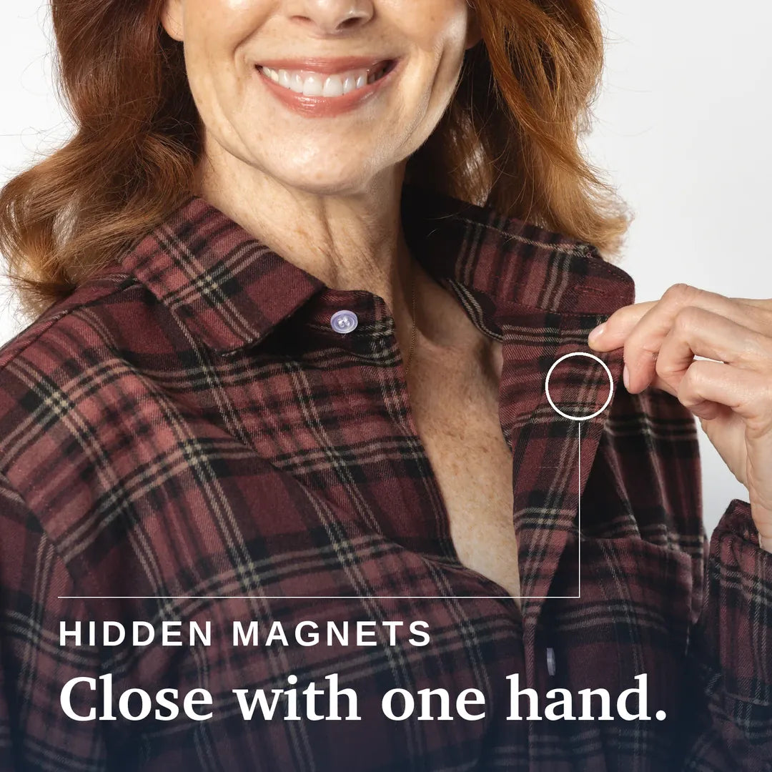 ["Joe & Bella Red Plaid / S Everyday Magnetic Flannel for Men ", "Red Plaid"]