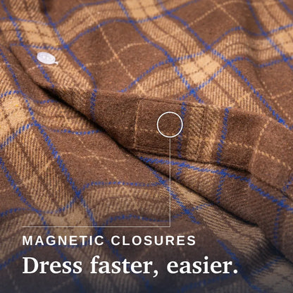 Joe & Bella Everyday Magnetic Flannel for Women #Brown Plaid