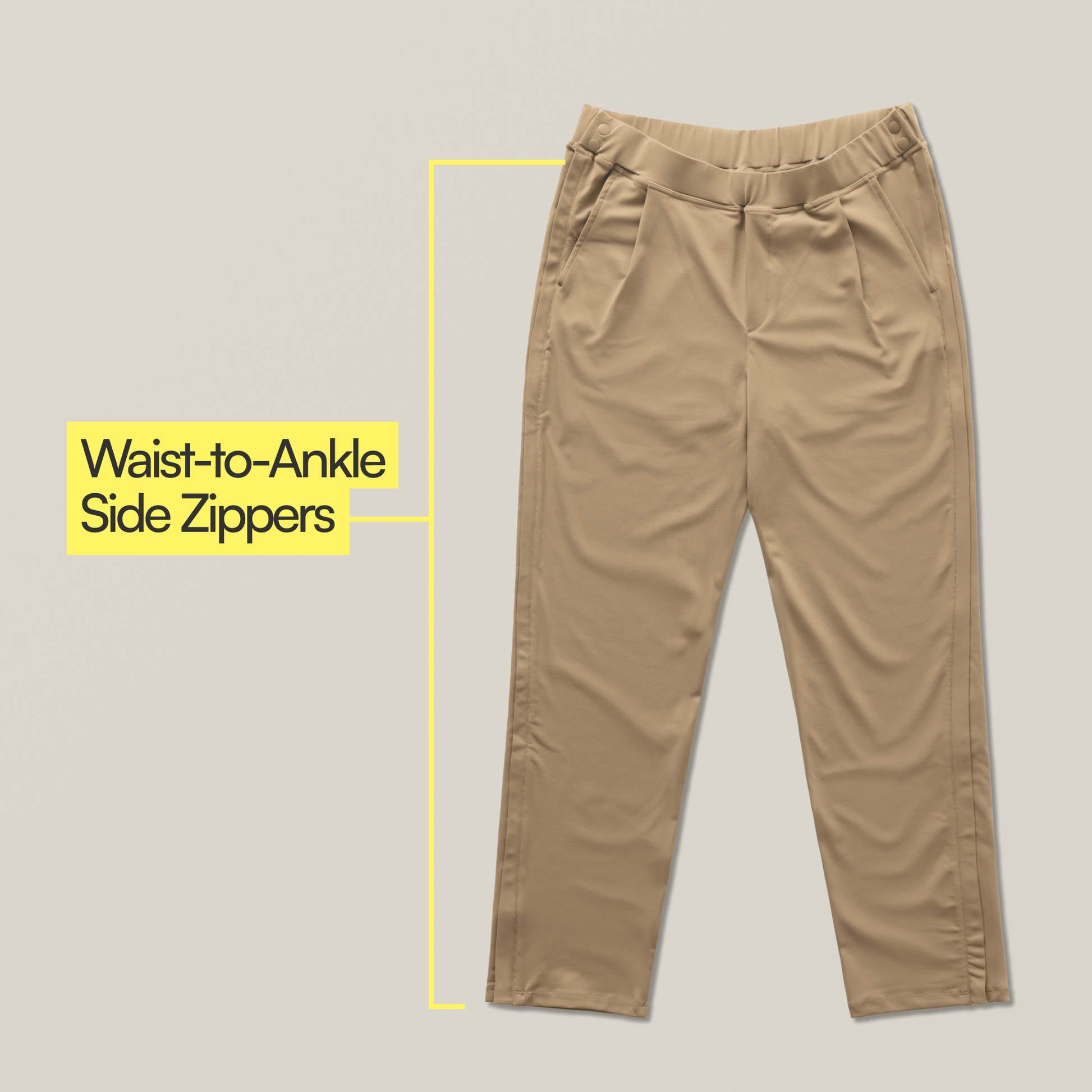 ["Joe & Bella Everyday Side-Zip Pants for Men ", "Dark Khaki"]