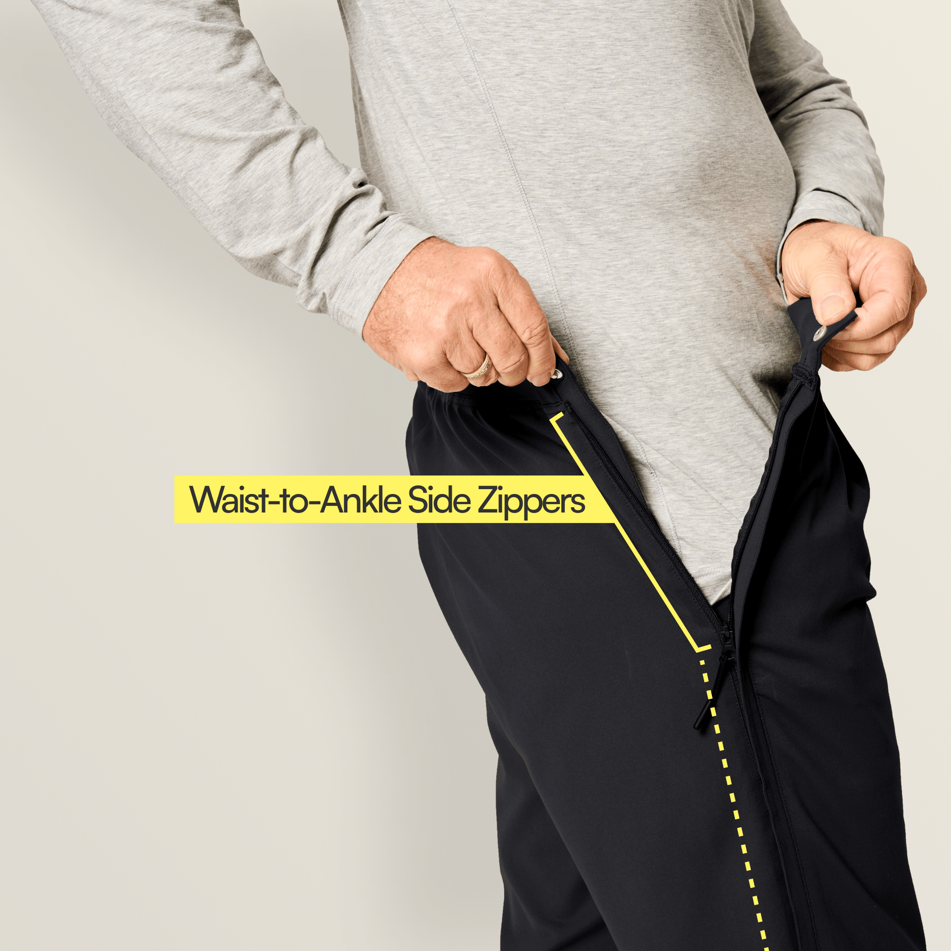 ["Joe & Bella Everyday Side-Zip Pants for Men", "Black"]