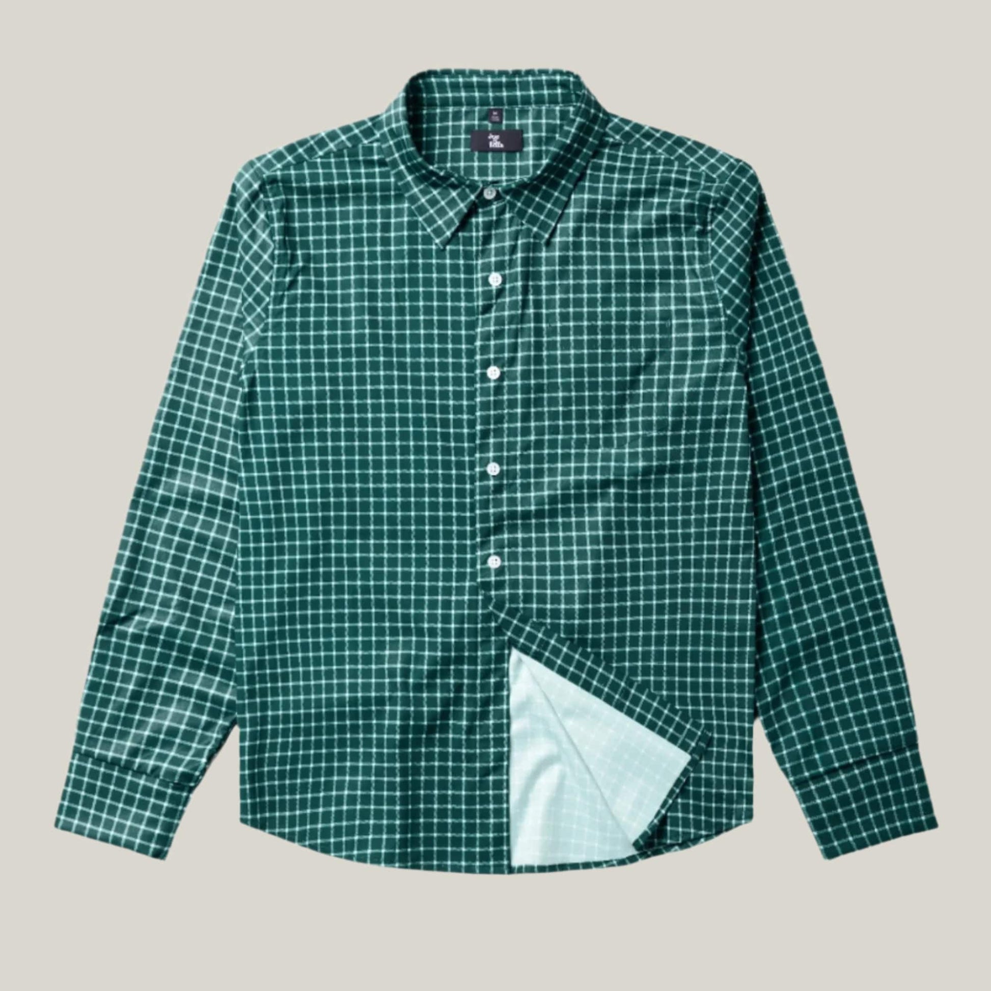 ["Joe & Bella Green Check / S Everyday Magnetic Button-Down for Men | Tailored-Fit"]