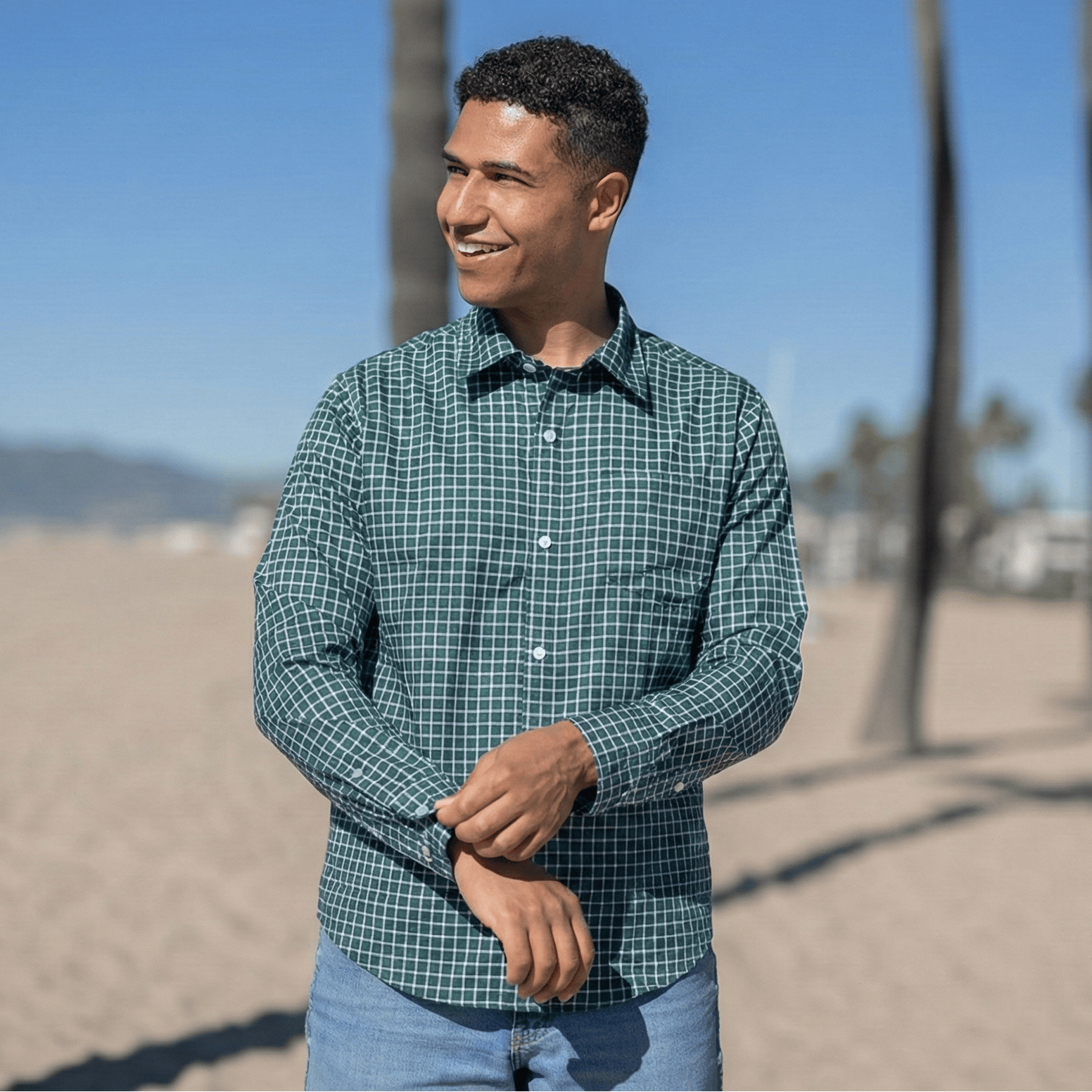 ["Joe & Bella Green Check / S Everyday Magnetic Button-Down for Men | Tailored-Fit  ", "Green Check"]