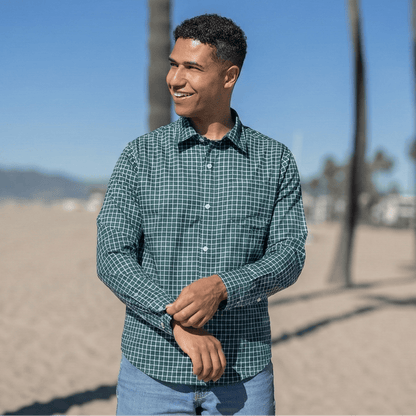 Joe & Bella Green Check / S Everyday Magnetic Button-Down for Men | Tailored-Fit  #Green Check