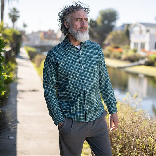 Joe & Bella Green Check / S Magnetic Button-Down for Men | Relaxed-Fit #Green Check