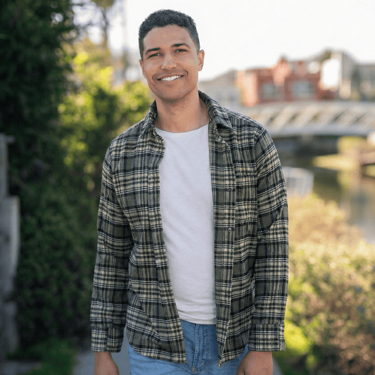 Joe & Bella Green Plaid / S Everyday Magnetic Flannel for Men #Green Plaid