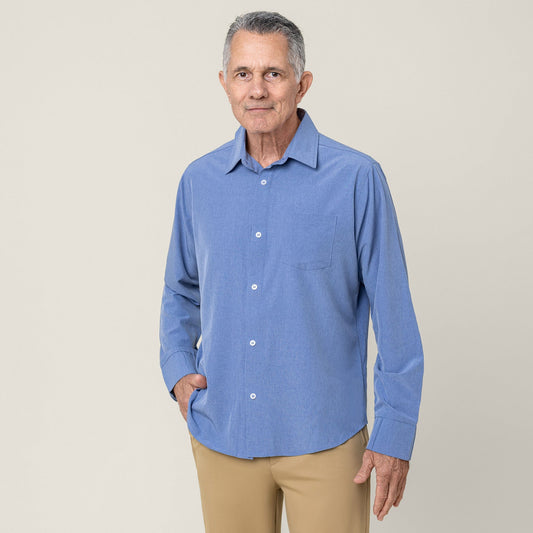 Joe & Bella Heathered Blue / S Everyday Magnetic Button-Down for Men | Tailored-Fit#Heathered Blue