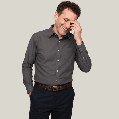 Joe & Bella Heathered Grey / S Everyday Magnetic Button-Down for Men | Tailored-Fit#Heathered Grey