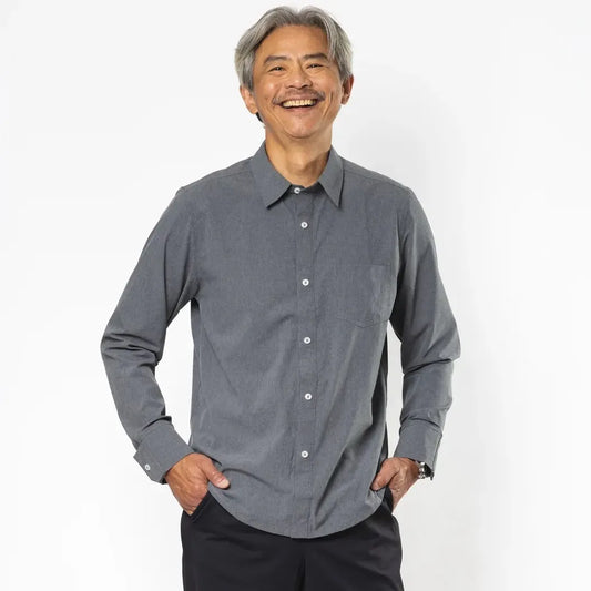 Joe & Bella Everyday Magnetic Button-Down for Men | Tailored-Fit #Heathered Grey